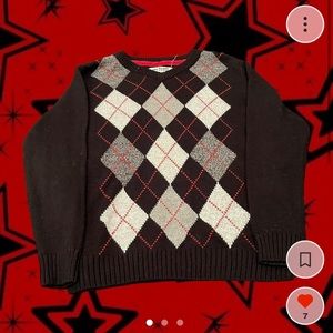 vintage black and red argyle sweater